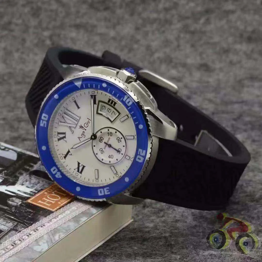 

Luxury Brand New Men Watch Chronograph Stopwatch Stainless Steel Sapphire Ceramic Bezel Silver Black Blue Rubber Calendar Sport