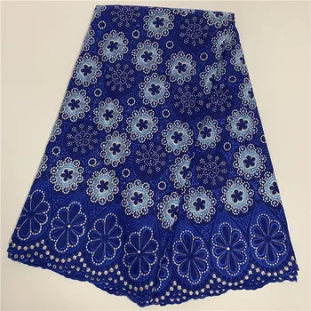 

royal blue swiss voile Lace fabric embroidered nigerian lace fabric with stones for party dress
