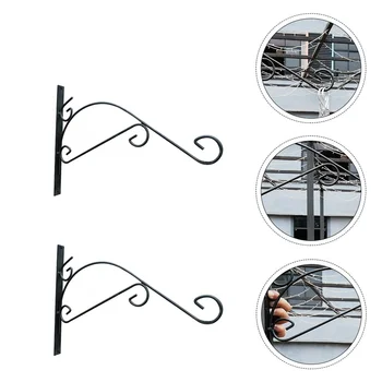 

2Pcs Hanging Bracket Garden Rustproof Wall Mounted Flower Pot Hanger