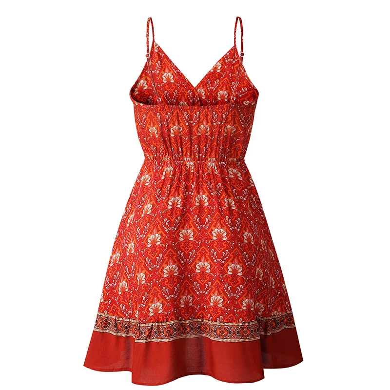 Print Flower Women Dress Sling Bohemian Beach Sexy Mini Dress Women Fashion Slim Summer Short Female Party Dresses 2020 DR1978 (3)