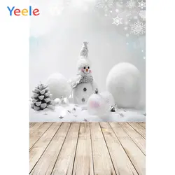 Рождественская елка зимние снежные вечерние фон Снеговик деревянная доска виниловый снимок, фон для фото студия Фотофон