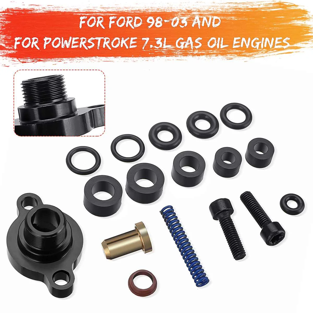 Регулятор давления топлива Набор для Ford Powerstroke 7.3L 1998-2003 Часть# FPR2-E Профессиональный алюминиевый пружинный уплотнитель