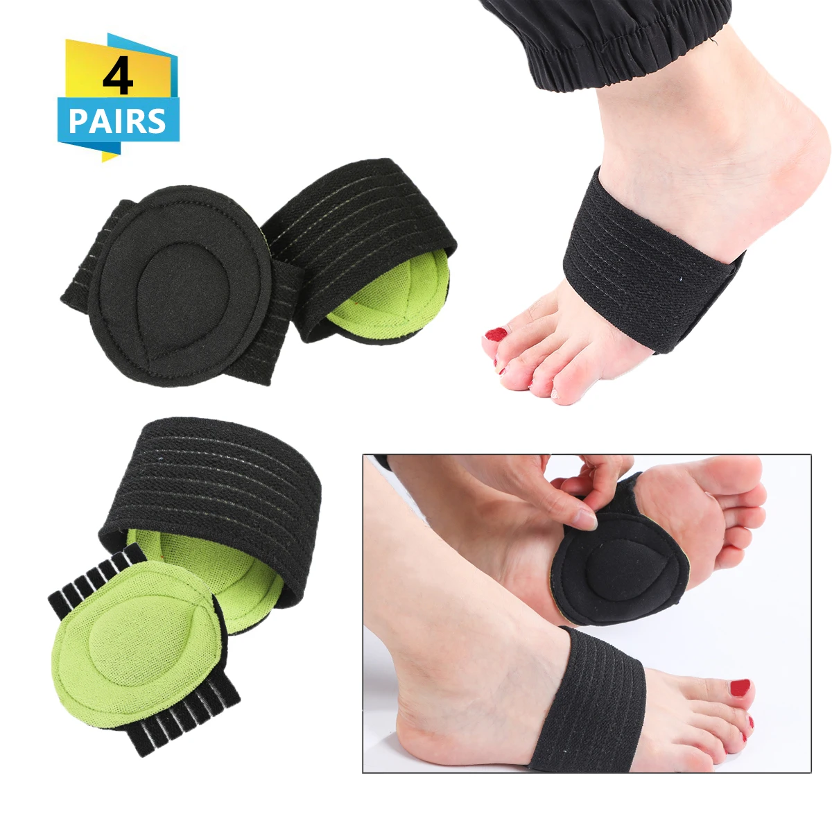 

4 Pair Cushioned Foot Support Decrease Plantar Fasciitis Pain Correction Night Foot Care Corrector Thumb Goodnight