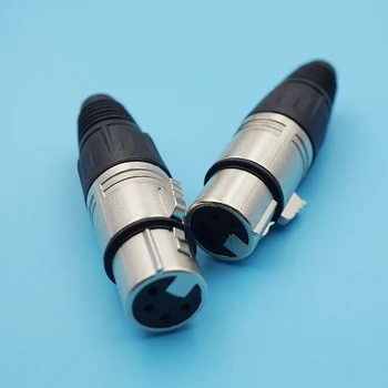 

20pcs/lot 4Pin Copper Needle Xlr Connector Silver Plated Microphone Mic Jack Socket 4Pin Female Adapter Xlr Audio Plug Silver