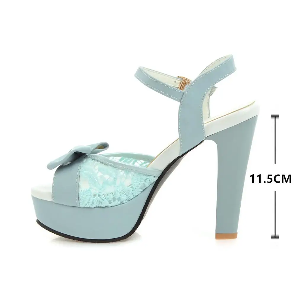 Women Summer Lace Bow Mesh Shoes Fish Mouth High Heel Ladys Platform Sandals Evening White Dress Wedding Female Zapatos De Mujer