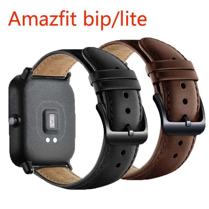 Натуральная кожа для Xiaomi huami Amazfit Bip BIT PACE Lite Молодежные часы ремешок Фитнес браслет 20 мм Ширина спортивный браслет