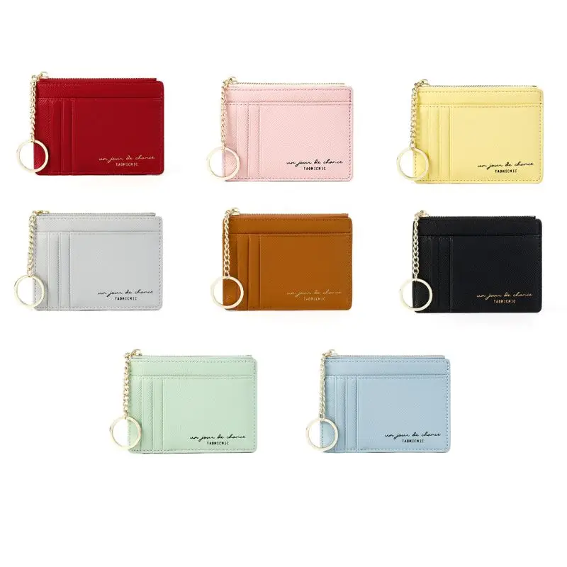 THINKTHENDO Women Leather Slim Wallet Credit Card Holder Coin Pocket Keyring Case Organizer