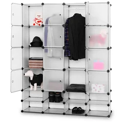 Costway armario portátil para ropa, organizador de almacenamiento con puertas, 16 + 8 cubos, HW54795
