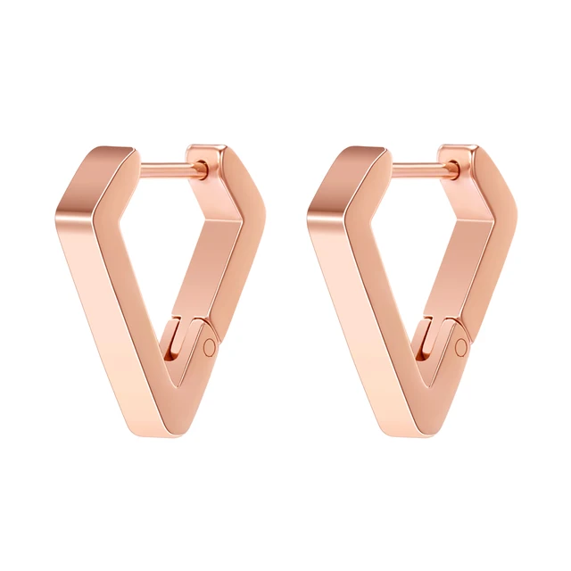 Stainless Steel Hoop Earrings for Women Men Black Rose Gold Plated Circle Round Earring Geometric Classic Cartilage Earrings EH698 Rose Gold