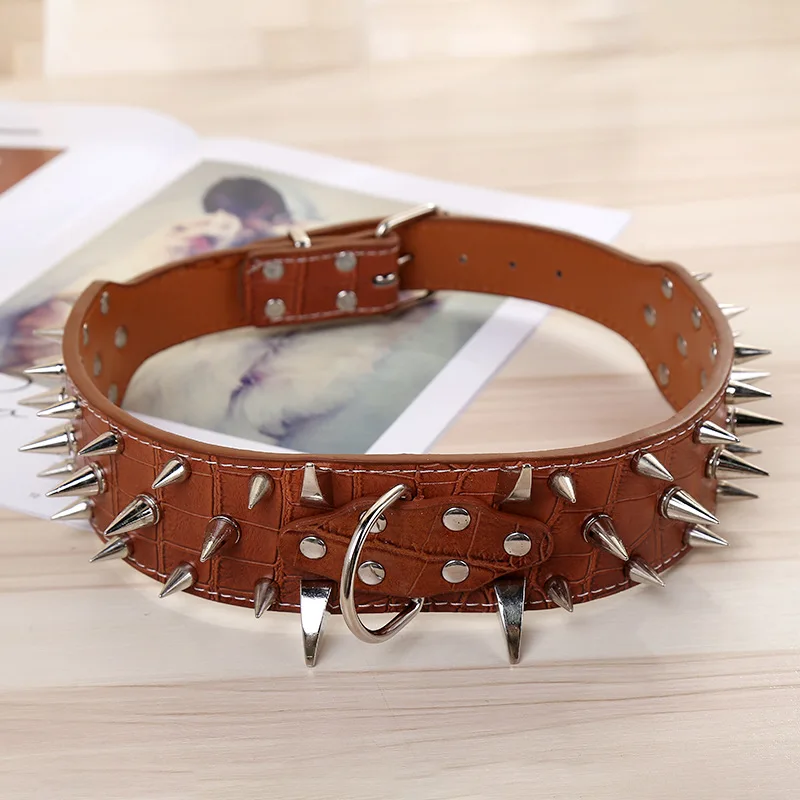 New Leather Collar Dog Collar Rivet Thorn Adjustable Collar Pet Supplies Dropshipping