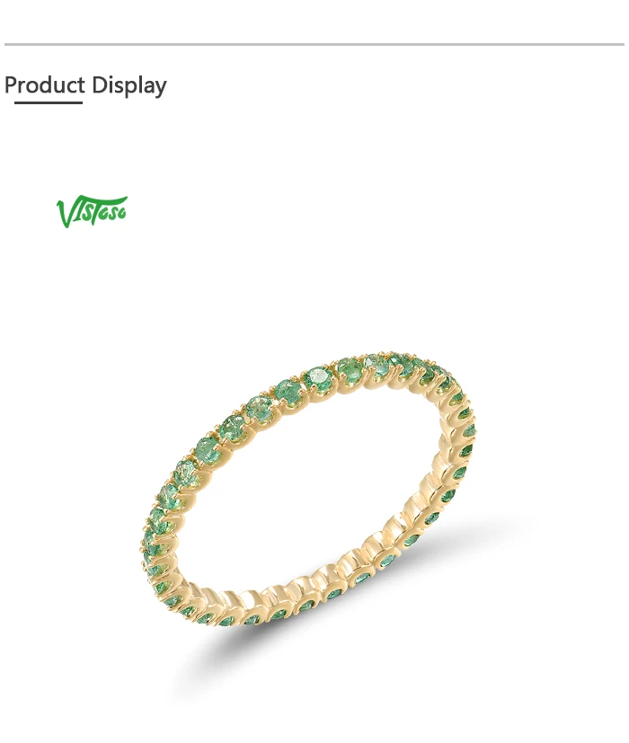 VISTOSO Pure 14K White/Rose/Yellow Gold Ring For Women Blue Sapphire/Ruby/Emerald Simple Style Eternity Ring Gift Fine Jewelry