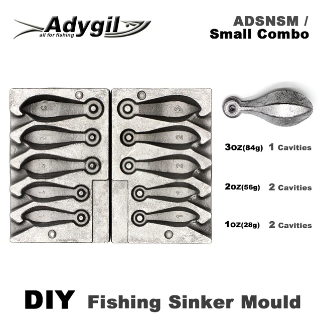 Adygil DIY Fishing Snapper Sinker Mould ADSNSM/Small Combo Snapper Sinker  28g 56g 84g 5 Cavities