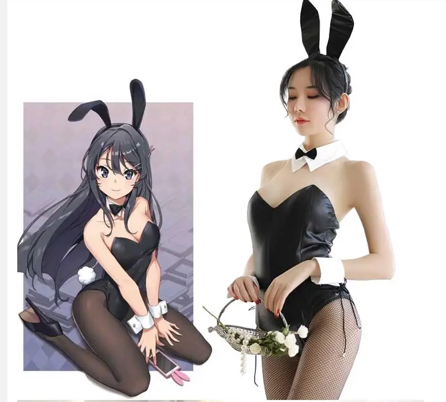 Sakurajima Mai косплей костюм для девочек Хэллоуин женский черный сексуальный