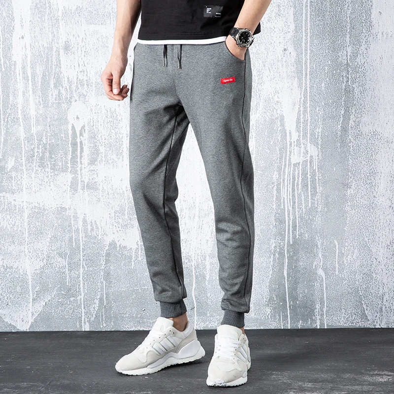 Grey Спортивные брюки мужские брюки модные повседневные Хип-хоп уличные джоггеры брюки длинные хлопковые новые тонкие осенние Лоскутные MOOWNUC - Цвет: Grey