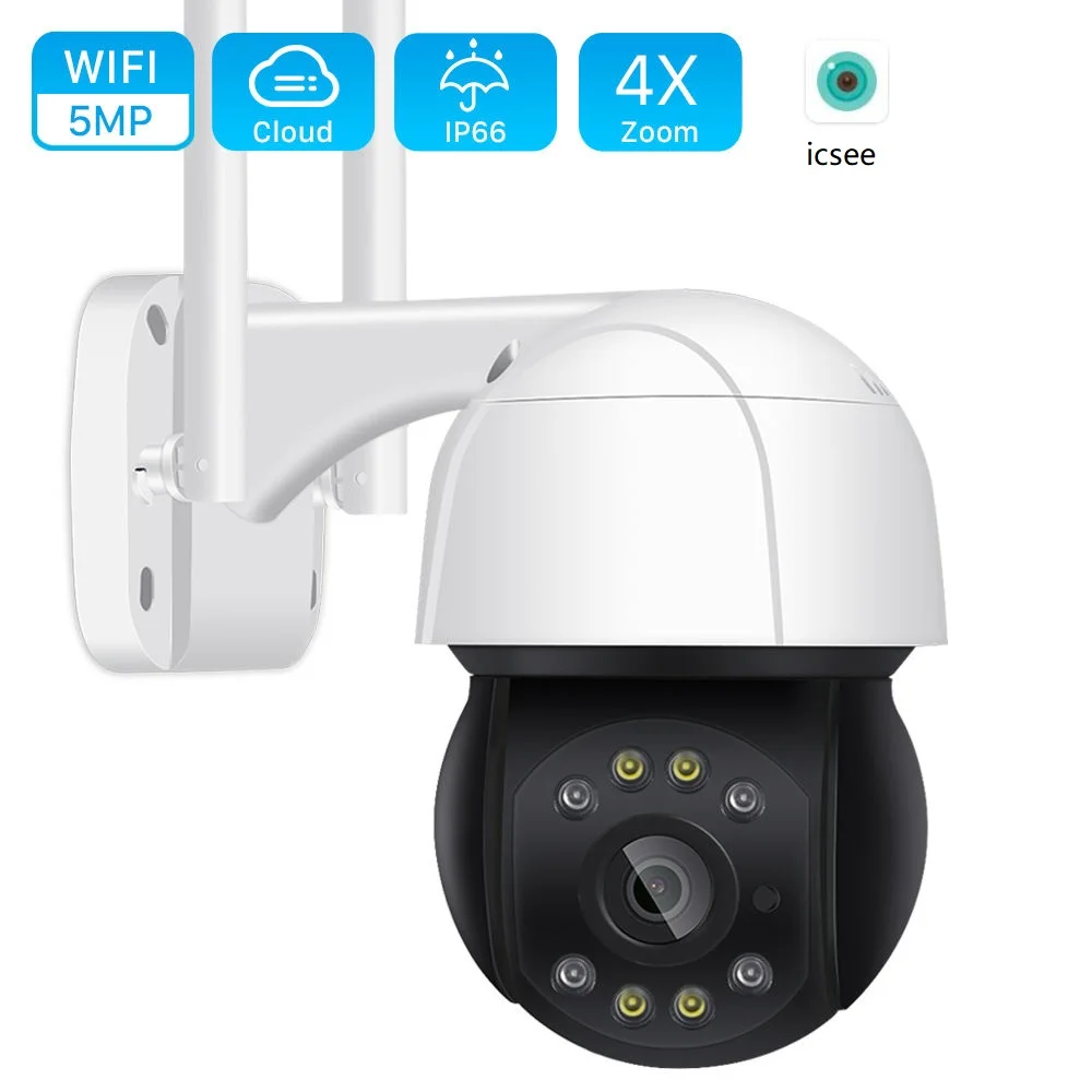 

5MP Wifi PTZ Camera H.265 4X Digital Zoom Human Detection PTZ IP Camera Outdoor 5MP Auto Tracking ONVIF Wireless IP Camera
