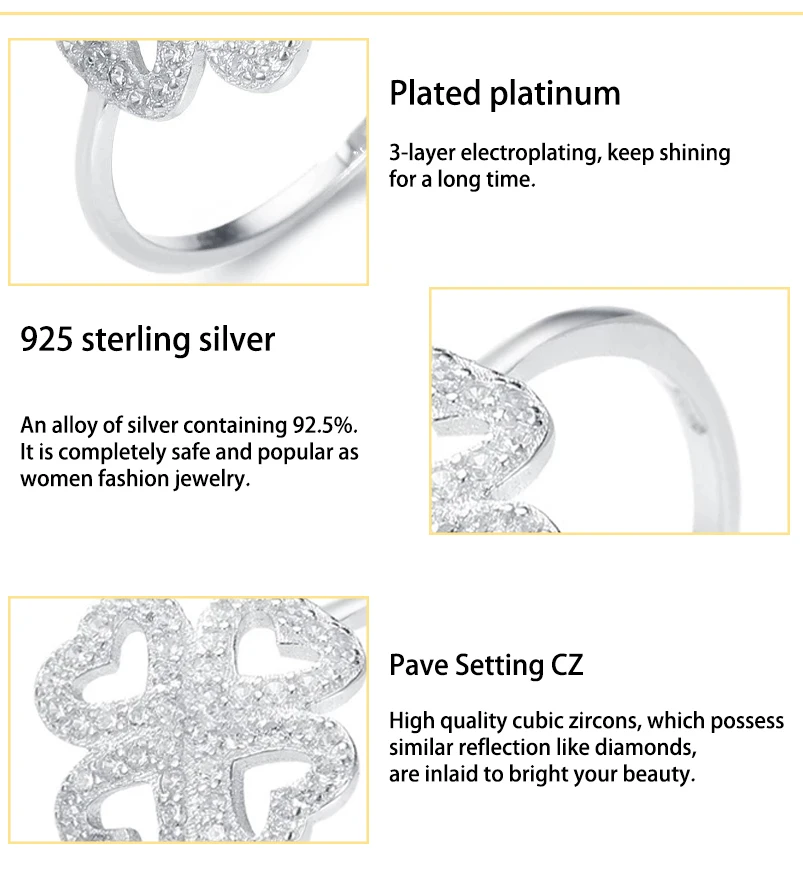 paparazzi jewelry 925 Sterling Silver Lucky Four-leaf Clover Love Shiny CZ Zirconia Fine Jewelry for Women Lady Wedding Gifts 2021 New Trendy Gift jewellery shop near me