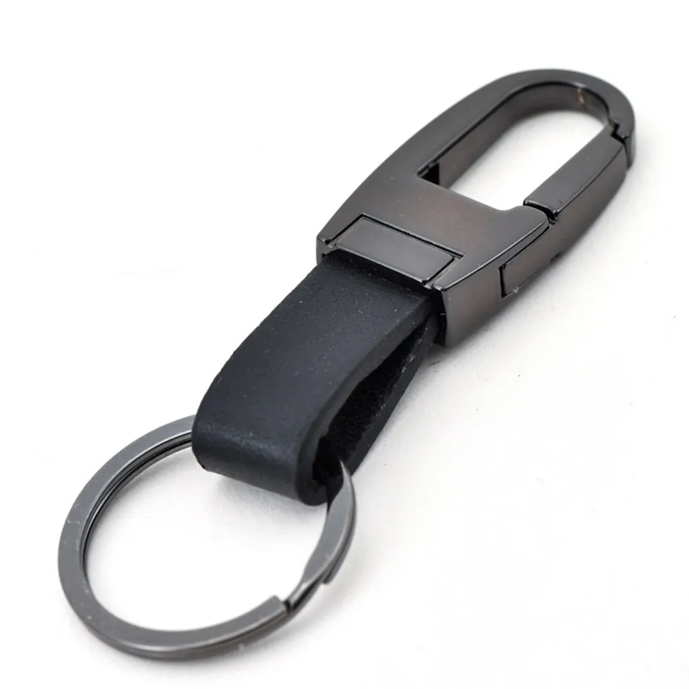 New Fashion Black Leather Strap Keyring Keychain Key Chain Ring Key Fob Gifts 