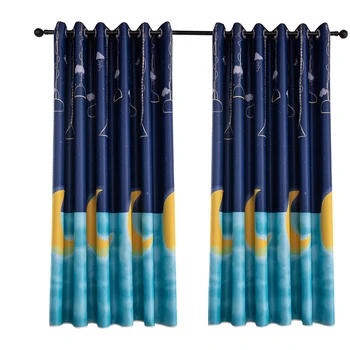 

Mordern Kids Curtains Embroidery Moon Contracted Contemporary Stitching Window Curtains for Children Bedroom Screening Baby Room