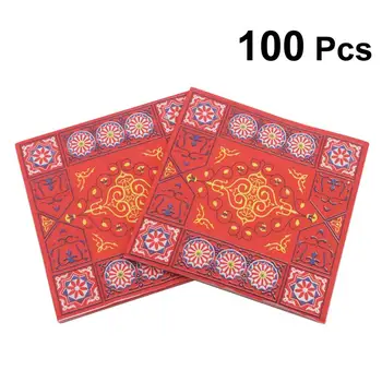 

100 Pcs Kitchen Napkin Ramadan EID Colorful Printing Napkins Creative Beautiful Tissues Decoration For Party Festival Gathering