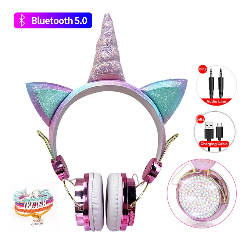 Auriculares Infantiles Bluetooth Unicornio Luces Originales