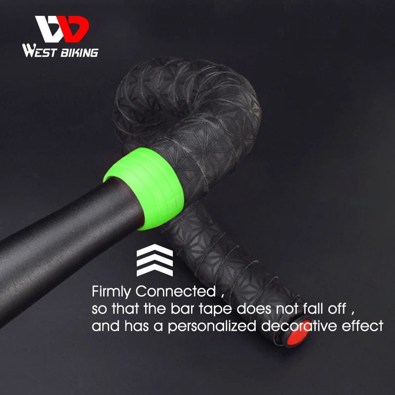 WEST BIKING Silicone Bicycle Handlebar Tape Fixed Ring Bike Plugs Anti-Skip Rubber Waterproof Wear Resistant Bicycle Accessories