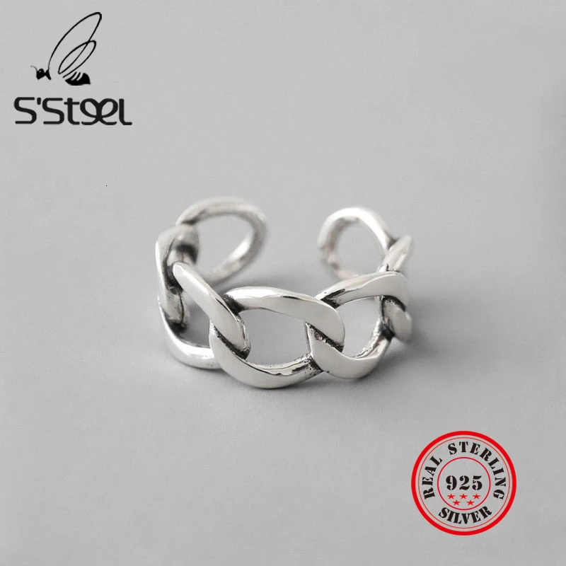 

925 Sterling Silver Rings For Women Korean Chain Resizable Handmade Bague Femme Argent 925 Bijoux Femme 2019 Fine Jewelry