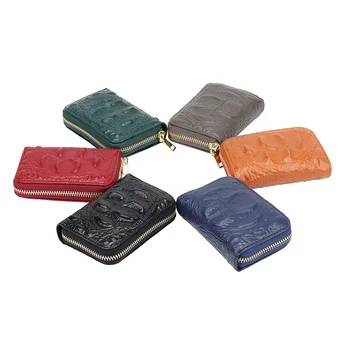 

2020 New Cow Leather Card Holder 3D Alligator Design Women Men Clutch Ziper Card Holder Coin Purse Credit Card Holder
