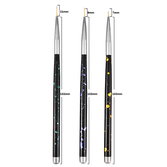 3Pcs Acrylic French Stripe Nail Art Liner Brush Set 3D Tips Manicure Ultra-thin Line Drawing Pen UV Gel Brushes Painting Tools TD777