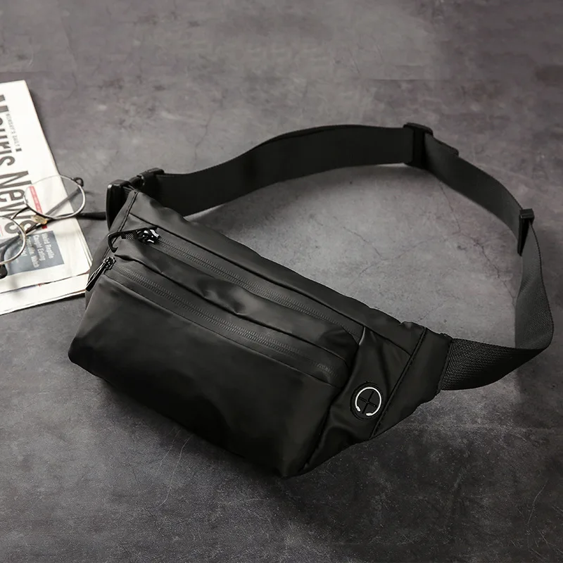 A Black waist bag Водонепроницаемая Мужская поясная сумка, модная нагрудная сумка, уличная сумка через плечо, Большая вместительная сумка унисекс, поясная сумка, поясная сумка - Цвет: A Black waist bag