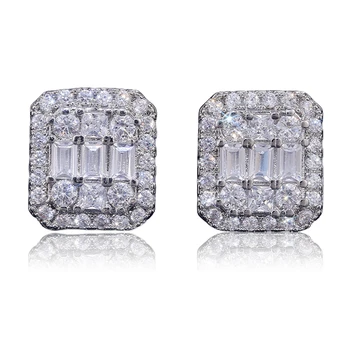 New Fashion Square Shape Women Stud Earrings All-match Shiny Crystal Zircon Female Trendy Earring Jewelery 1