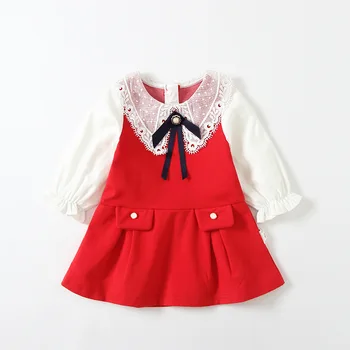 

Baby Red Dress Girls party wear clothing for children spring lace princess wedding dress girls party dress 0-4Y