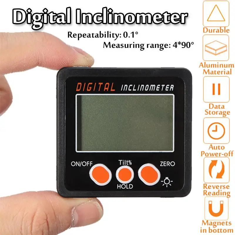  Professional Mini Digital Protractor Inclinometer 360 Degree Electronic Angle Finder Level Bevel Bo