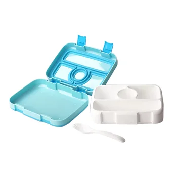 

HIPSTEEN 2019 Hot Sale 4-Compartment/5-Compartment Simple Lunch Box Food Container Compartment Lunch Box With Cover - Blue Grey