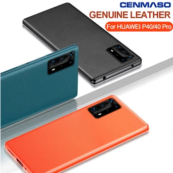 

CENMASO Original Genuine Leather Silicone Edge Back Cover for Huawei P40 P30 Mate 30 20 Pro Nova 6 Case Shockproof Phone Cover
