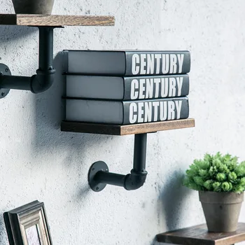 

HTHL-Industrial Decorative Wall Shelf Iron Floating Shelf Partition Board Hanging Storage Racks with Board Home Wood Bracket Hol