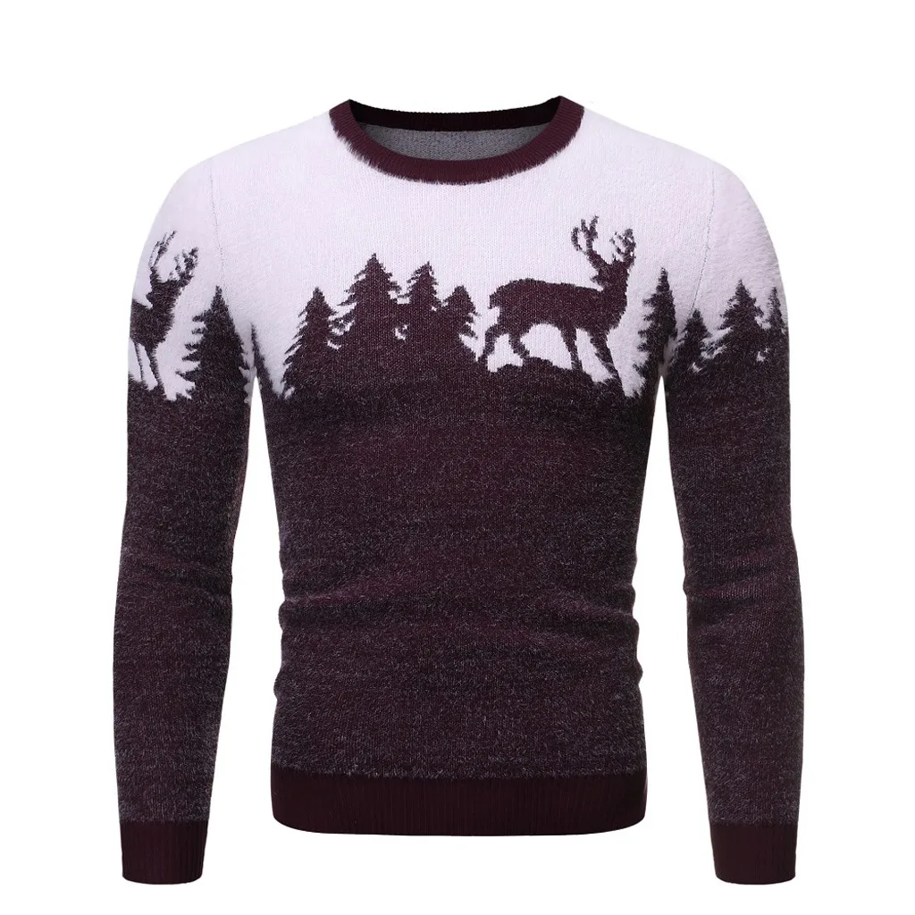 Feitong, Рождественский свитер для мужчин, модный вязаный пуловер с принтом, свитер, пальто, зимние теплые свитера для мужчин