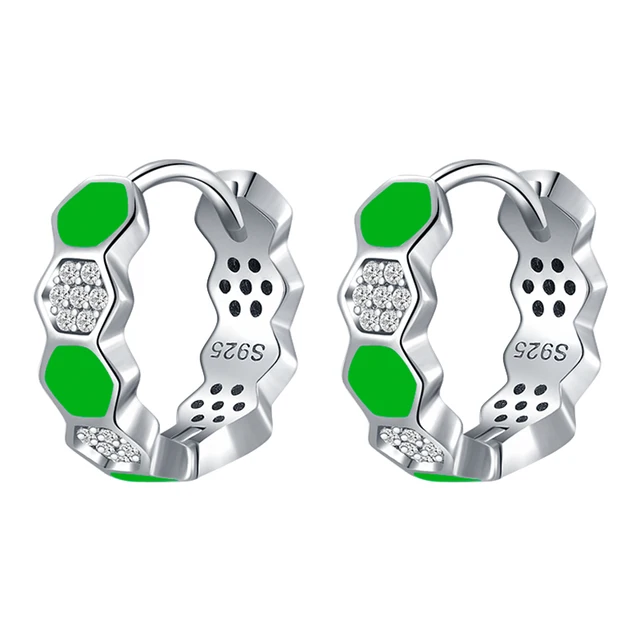 2021 Trend New 925 Sterling Silver Hoop Earrings For Women Fashion Jewelry Original Luxury Summer Party Colored Huggie Earring HES14