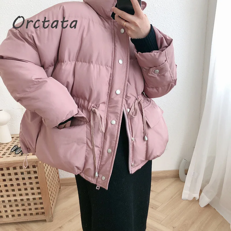 Fashion Winter Stand Collar Women Parka Coat Casual Loose Thick Warm Drawstring Jacket Women Parka Mujer Down Jacket Outerwear