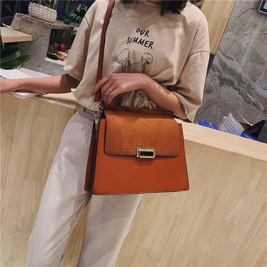 New Fashion Crossbody Bags Over Shoulder Famous Brand Nubuck Leather Handbags Female Large Capacity Messenger Bag Bolsos Mujer