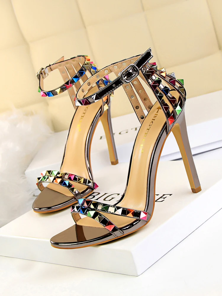 Colorful Gladiator Sandals  Rivet High Heels