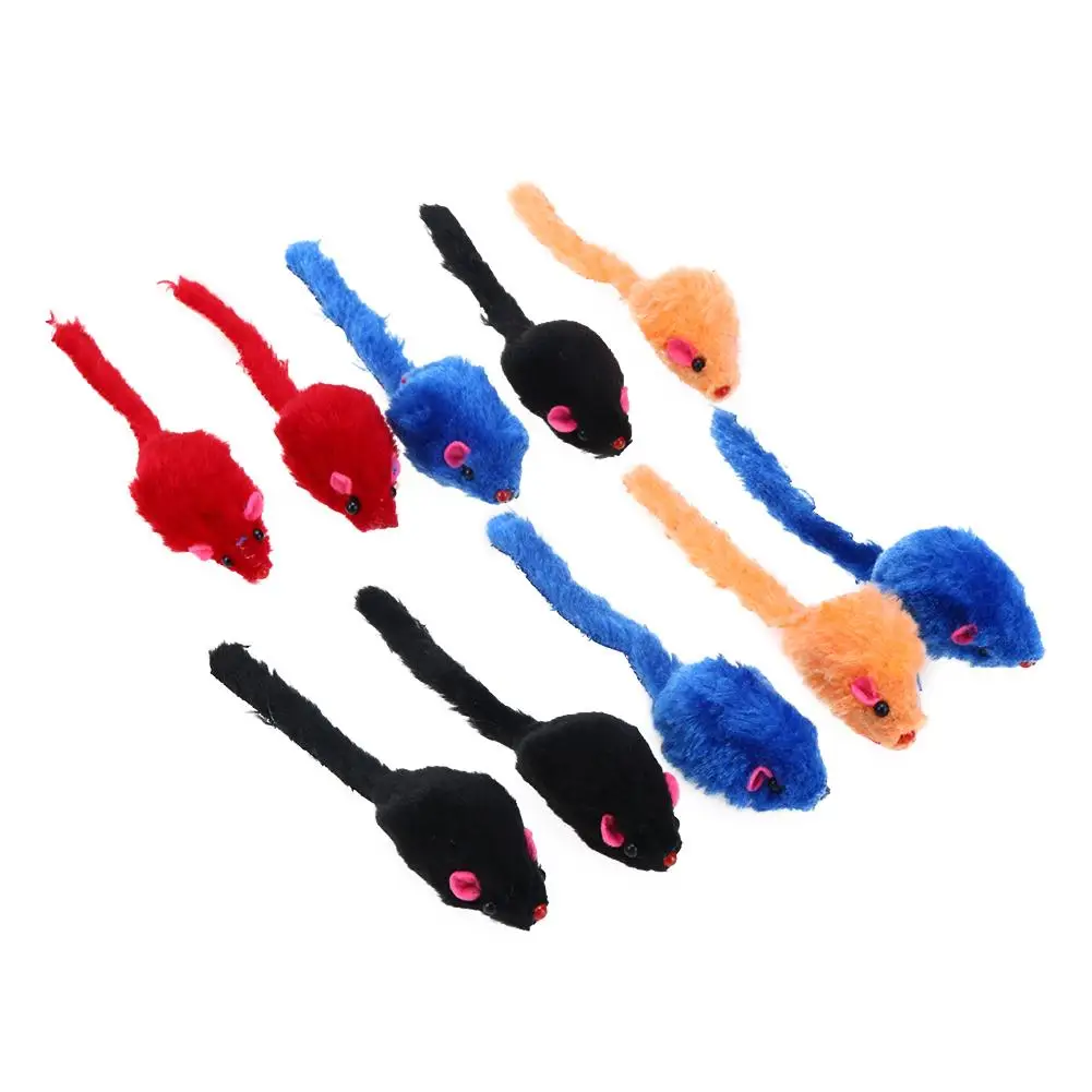 10pcs Pet Cat Toys False Mouse Mini Funny Playing Toys for Cats with Colorful Feather Plush Mini Mouse Toys Pet Supplies