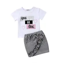 Футболка для новорожденных девочек с блестками короткое платье, комплект одежды из 2 предметов летняя повседневная одежда с короткими рукавами