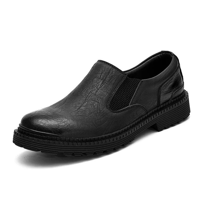 

2020 Spring And Autumn Men's Business Leisure Shoes Simple Leather Set Feet Slip On Outdoor Men's Shoes Solid Size 38-44