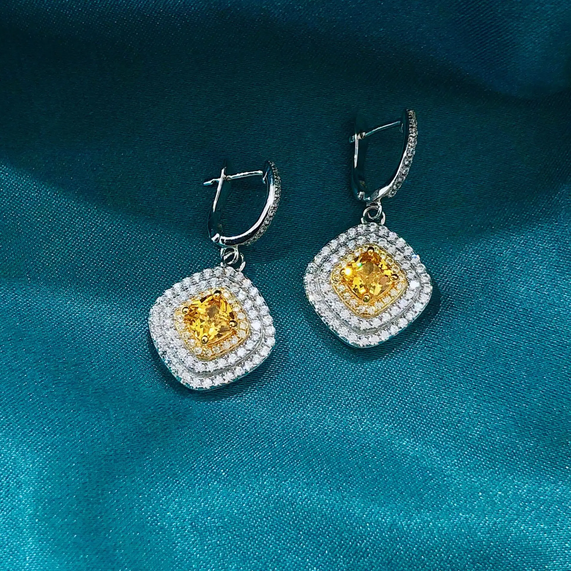 Earrings for Women Luxury Cubic Zirconia Yellow S925 Trendy Wedding Party Jewelry Earring | Украшения и аксессуары