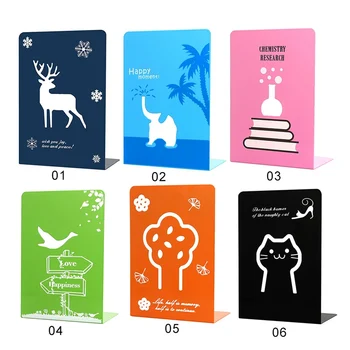 

2Pcs Cartoon School Office dedicated Bookends Art Bookend Metal Bookend Supports Desktop Books Organizer