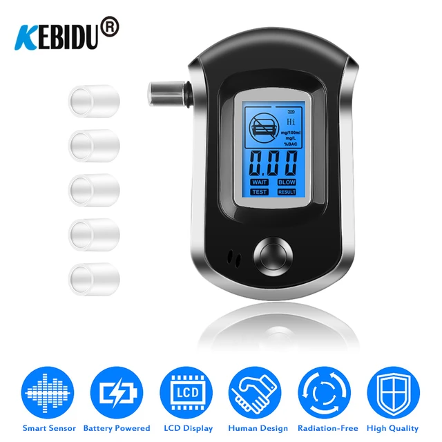 Breathalyzer, Professional Alcohol Tester with 15 Mouthpieces, Portable  Breath Alcohol Tester with Blue Backlight LCD Screen for Personal and  Professional Use 