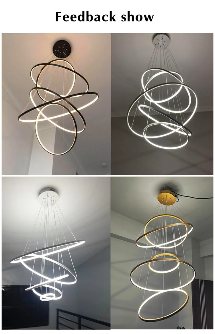 kitchen chandelier Modern 5 Ring Led Ceiling Chandelier for Living Room Dining Table Staircase Pendant Home Decor Interior Lighting Lusters Fixture dining room light fixtures
