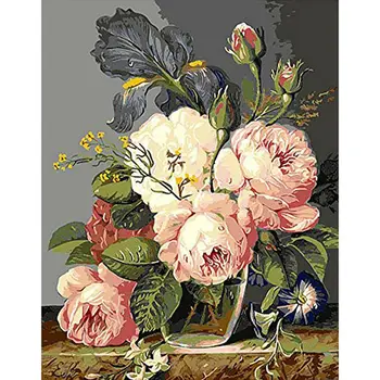 

DIY Unframed Digital Oil Painting by Numbers Handwork Gift Set of Floral Flowers Pattern On Cloth Print Decoration for Home Livi