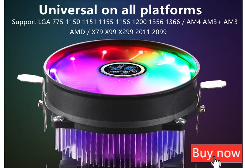 Radiador de Led para Cpu com Núcleo de Cobre e Alumínio 90mm para Lga 1356 e 1366 Cooler 1200 1150 1151 1155 1156 1 High Quality Computador e Escritório