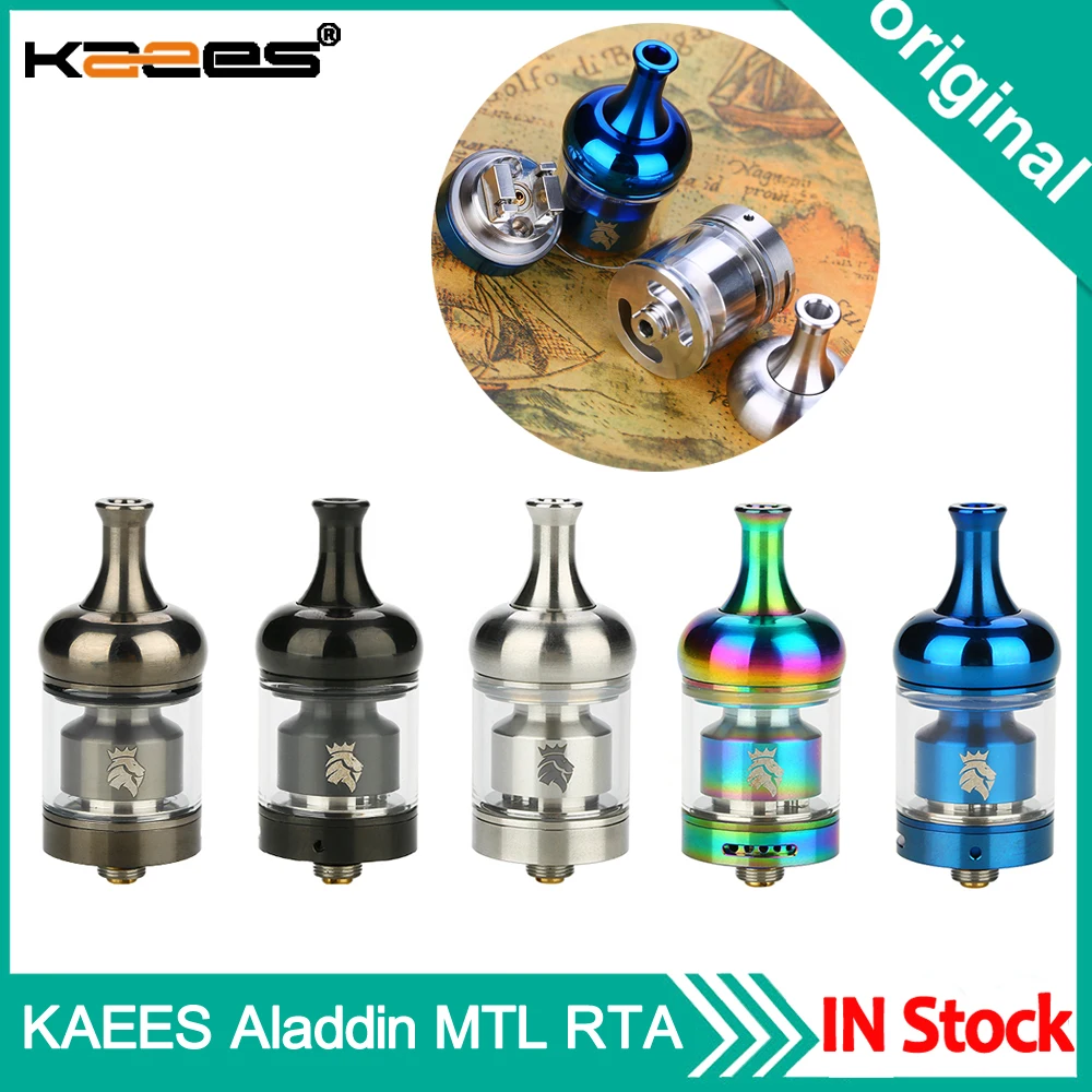 Оригинальный бак KAEES Aladdin MTL RTA с 2 мл 4 стеклянной трубкой 22 мм Восстановленный